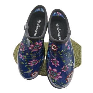 Sloggers Womens Waterproof Garden Clogs Size 9 Blue Floral Print